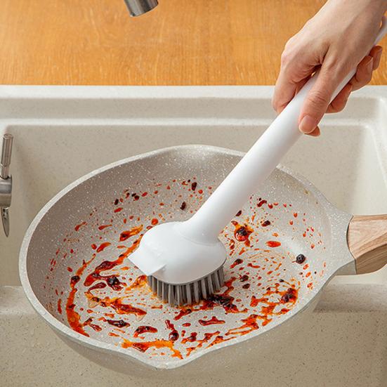 Pot Brush Oil-Free Bristles 360-degree Rotating Head Cleaning Brush with Extended Handle Multi-surface Pot