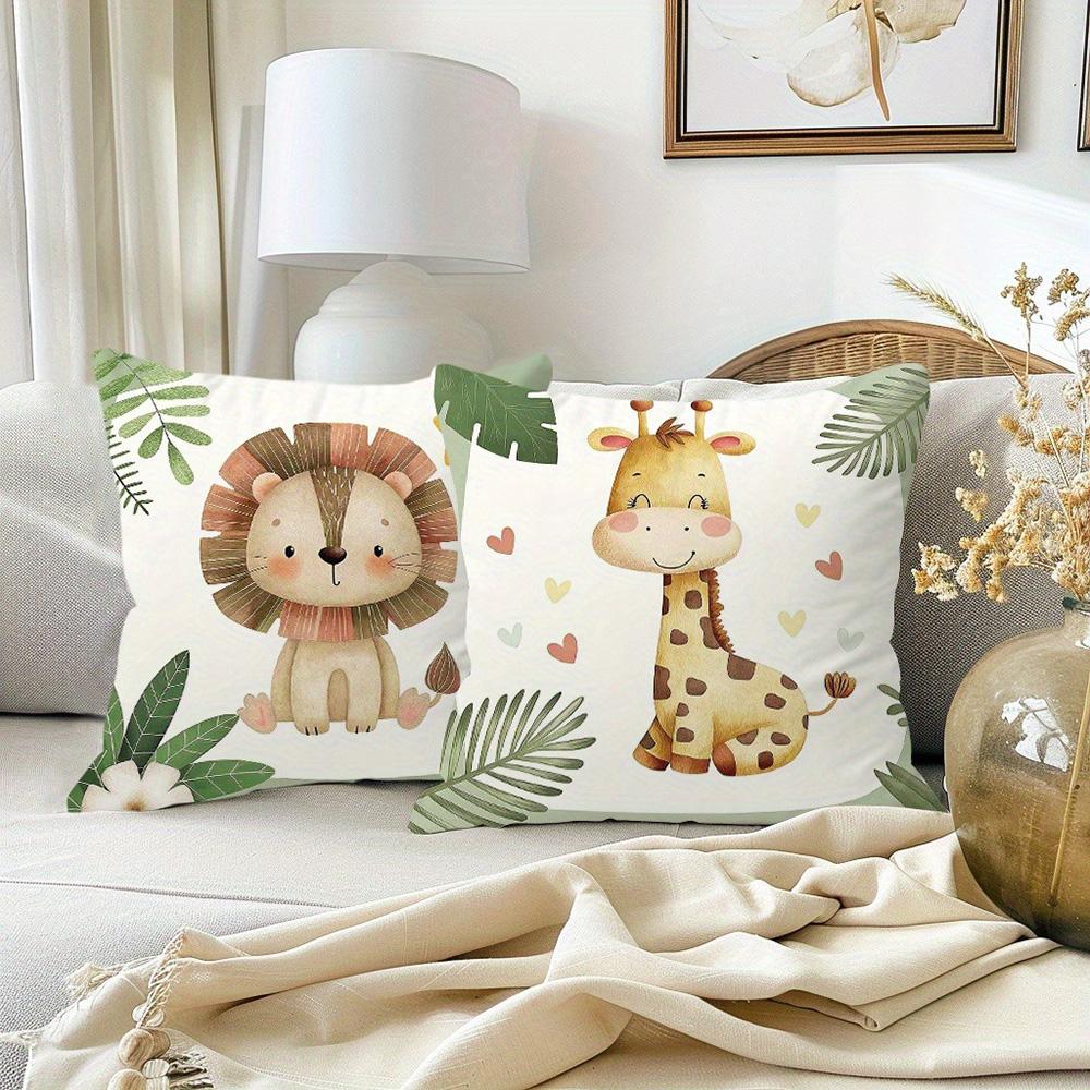 Federe Carine con Stampe di Animali: Disegni di Leone, Zebra, Elefante e Giraffa! Federa Cuscino Divano Decorazione Stanza Casa