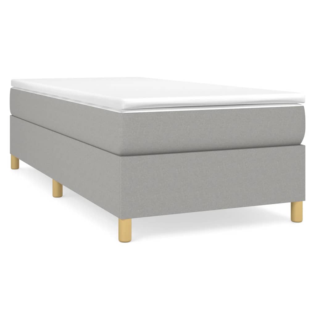 Box Spring Bed Frame Light Grey 90 X 190 Cm Fabric