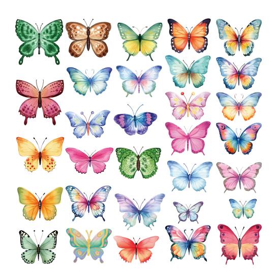 8 Blatt Aquarell Schmetterling Wandaufkleber Abziehen und Aufkleben 2D Schmetterlingsaufkleber für Mädchenzimmer Kinderzimmer DIY Wandkunst Dekoration