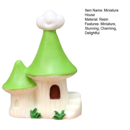 Mini House Micro Landscape Accessory Resin Miniature House Figurine Fairy Garden Ornament for Bonsai Terrarium
