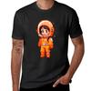 Orange Astronaut Pixel Art TShirt Cheap Stuff Summer Top Heavyweight T Shirts for Men