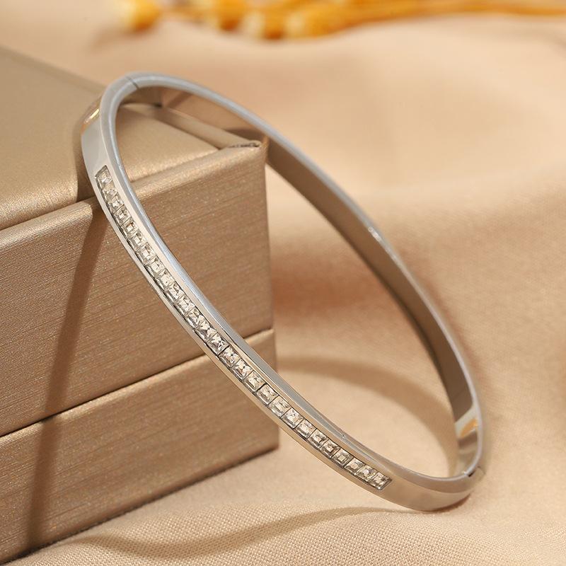 Titanium Steel Bracelet - Fashionable and Versatile for Women, Full of Diamonds, Stainless Steel Bracelet, Unique Handcrafted Bracelet