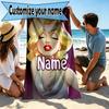 Custom Name Personalized Marilyn Monroe Print Beach Towel, for Trip Camping Beach Party Home Decor, Birthday Gift for Family & Friends