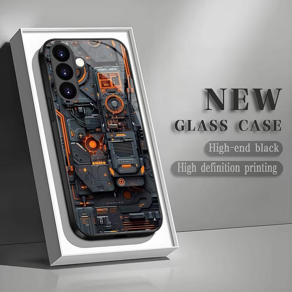 Creative Circuit Board Pattern Glass Phone Case Suitable for Samsung Galaxy S26 S25 S24 S22 S21 S20 FE/Ultra/Plus Shockproof