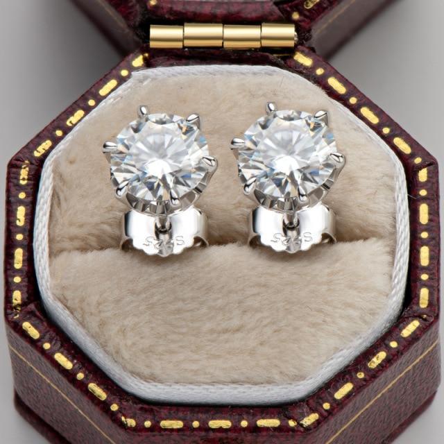 Real 1 Ct Moissanite Women Stud Earrings 100 % Color Sparkling Bridal Gathering Wedding Occasion Gold Color Earrings JewelryTrendy