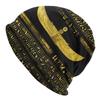 Golden Egyptian God Ornament On Black Leather Skullies Beanies Winter Warm Beanie Hat Ancient Egypt Knitted Bonnet Cap for Ski