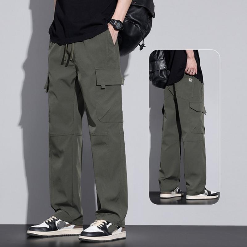2024 Mannen Zomer Cargo Broeken Amerikaanse Retro Multi-pocket Rechte Pijp Effen Kleur Casual Broeken Grote Maten Losse Joggingbroeken M-4XL