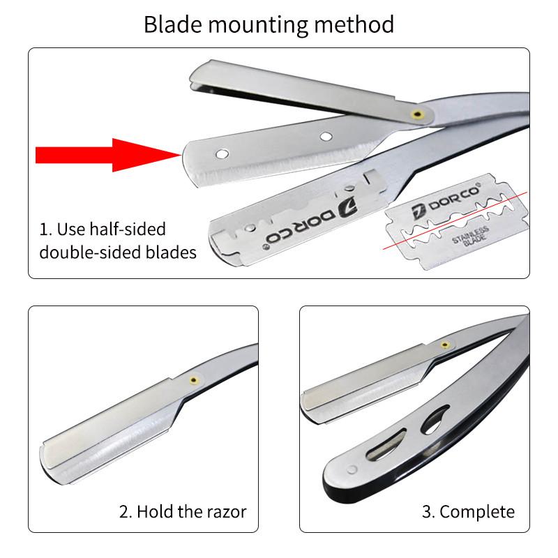 Adjustable Safety Razor for Men Professional Stainless Steel Straight Edge Barber Razor Manual Shaving Tool