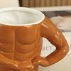 Lustige Kaffeetasse Neuheit Muskelmann-förmige Tasse Neuheit Keramiktasse mit Löffel Geburtstags-Weihnachtsgeschenke für Muskelliebhaber
