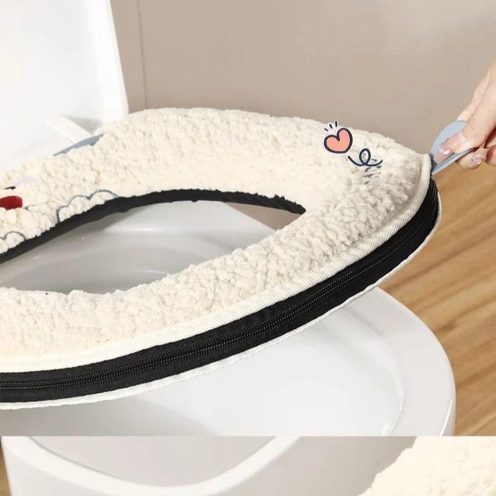 Plush Winter Toilet Seat Cover with Zipper Toilet Seat Cushion Toilet Cushion Cover Winter