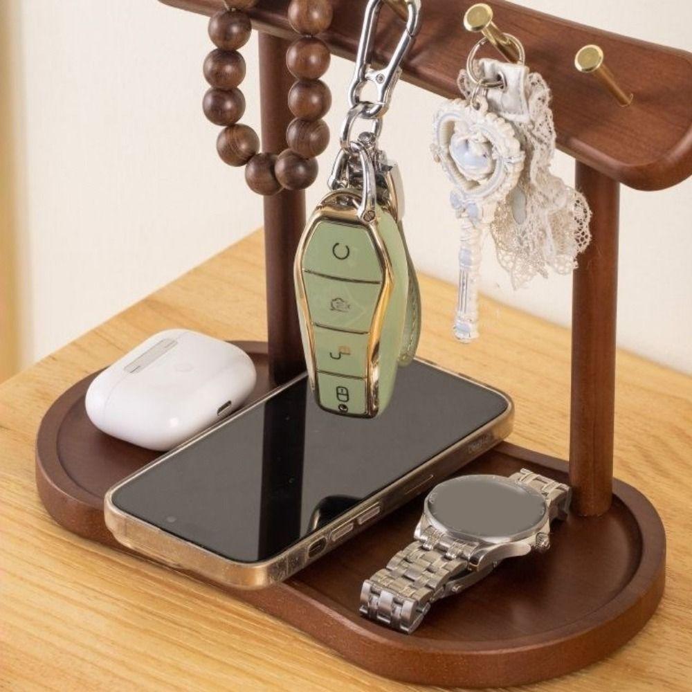Modern Wooden Key Storage Rack Large Capacity Space Saving Key Holder Box Moisture-proof Decorative Jewelry Display Rack Bedroom