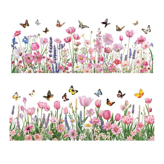 3 Stuks Bloemen Muurstickers Aquarel Wilde Bloemen Gras Vlinders Muurstickers Afpellen En Plakken Muurkunst Decoratie voor Meisjes Slaapkamer Woonkamer Home Office