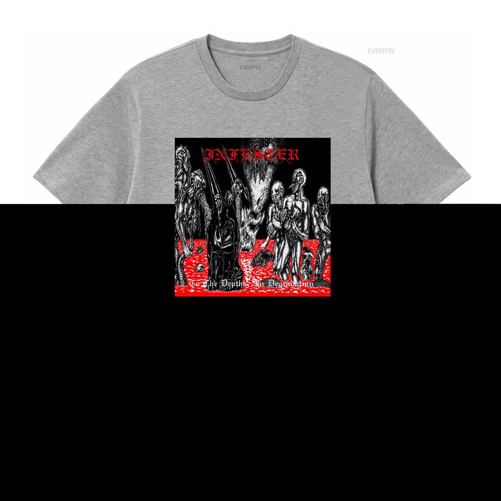 Infester T Shirt Death Metal Inspired Design with Depths Degradation Theme Perfect for Metalheads Vintage Washed Comfortable