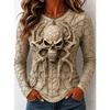 Tops for Women Halloween Print Round Neck Long Sleeve T-shirt Fall Casual Slim Pullover Women's Long Sleeve Top