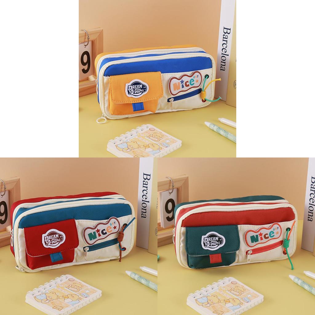 Cute Canvas Pencil Bag With Drawstrings Large Capacity For Students And Girls