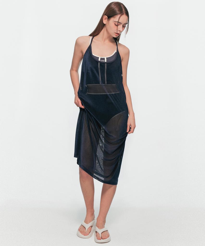 Yuum Velvet Mesh One-Piece Navy