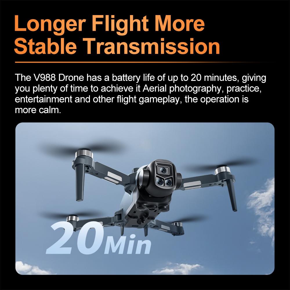 2026 V988 Drone Professional 8K HD Dual Camera Remote Control with 5G WIFI Large Screen FPV Foldable Quadcopter RC Dron