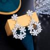 Color Diamond Flower Cluster Earrings, Needle Zircon Garden Forest Series Super Fairy Temperament Earrings