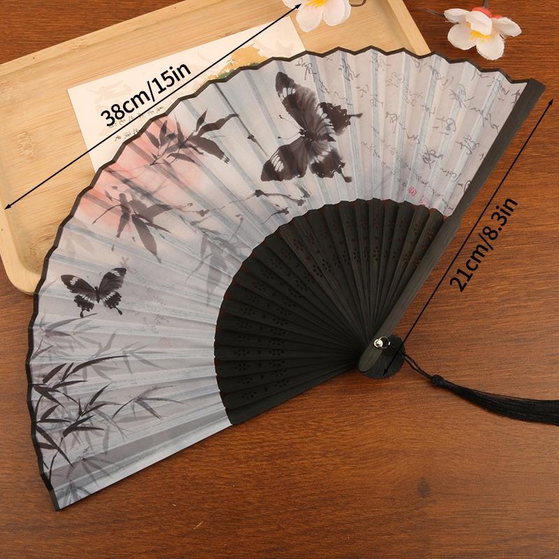 Chinese Retro Hand Fan Vintage Folding Fans Japanese Bamboo Fans Decorative Dancing Fan Photo Props Art Crafts Gifts Home Decor