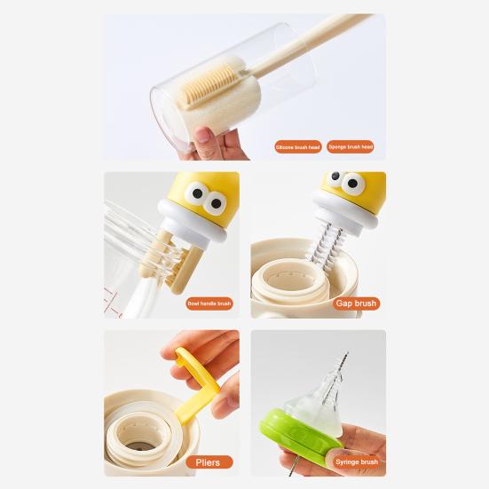 Conjunto de Escova de Garrafa Flexível de Silicone 360 Graus Kit de Limpeza Multifuncional 5 em 1 com Cerdas Macias Firmes Limpador Portátil de Tampa de Copo