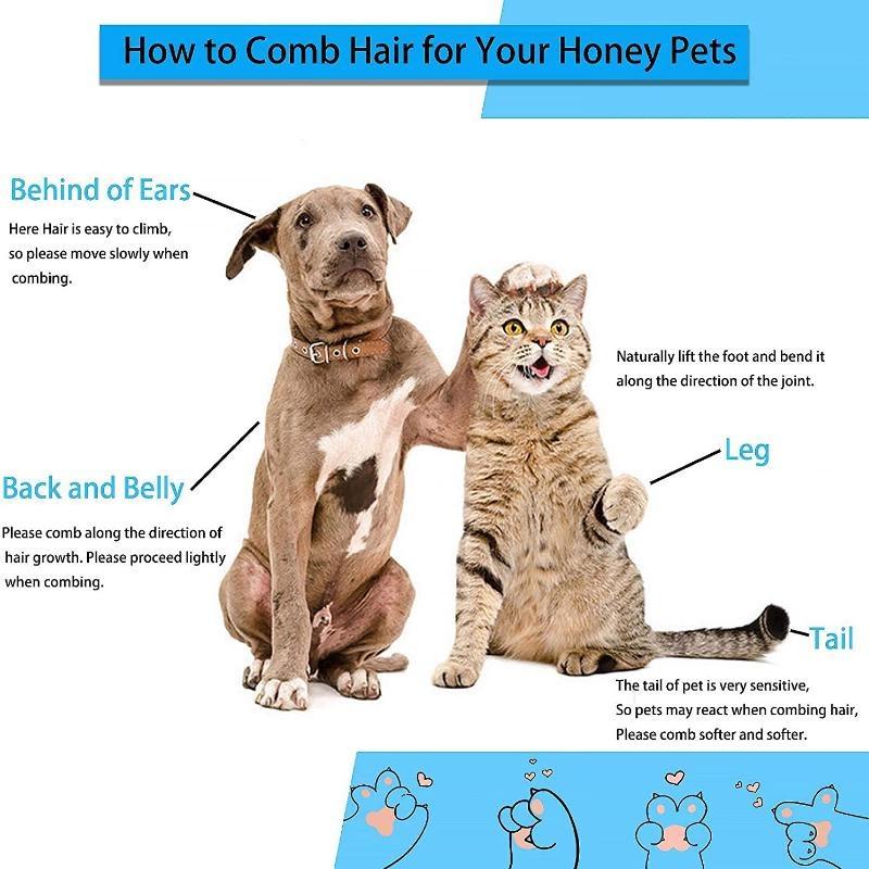 2 Pcs/1 PC Dog Hair Remover Brush Cat Dog Hair Grooming and Care Comb for Long Hair Dog Pet Removes Hairs Cleaning Bath Brush Pet Supplies Accessories