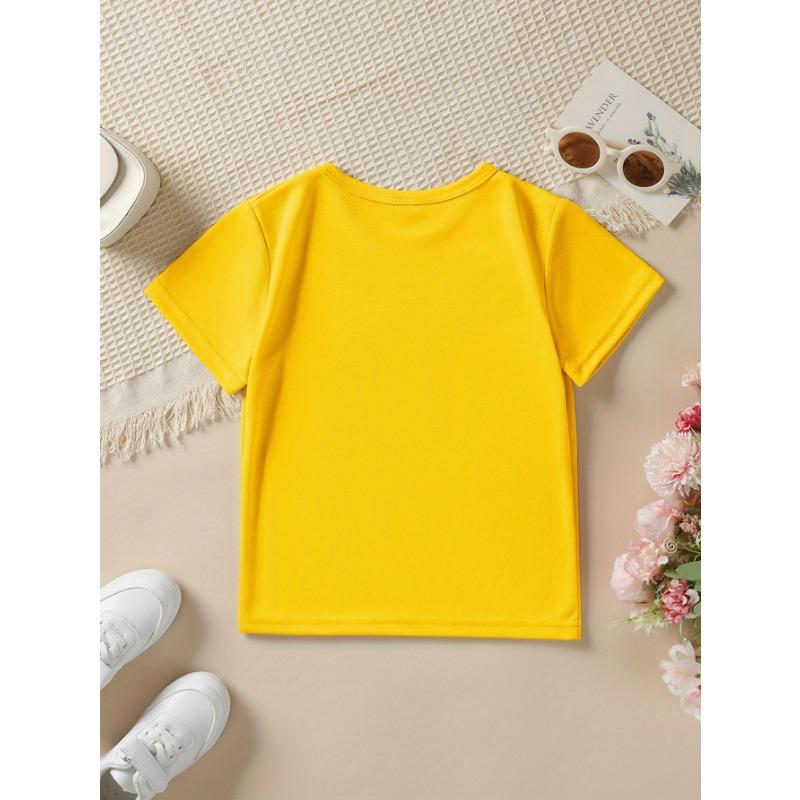 European Sizes Summer Fashion Boys' Short-Sleeve T-Shirt "CAPYBARA" Cartoon Element with Capybara Holding Bubble Tea Print Outdoor Casual Top