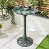 Lily Pattern Bird Bath Pedestal Bath, Copper Resin Birdbaths Weather Resistant Floral Accents, Weighted Vintage Bronze Finish Garden Decor for Outdoor