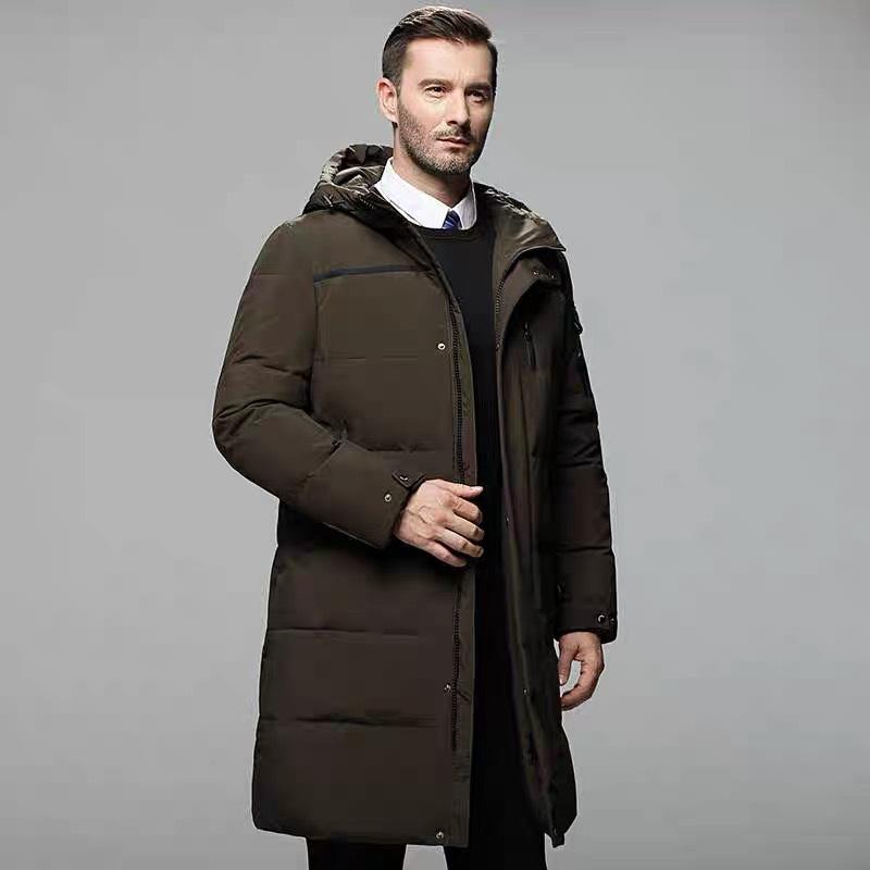 Ny Dunjacka Herr Mellanlång Herr Vinter Förtjockad Kappa Medelålders och Äldre Herrars Casual Kappa