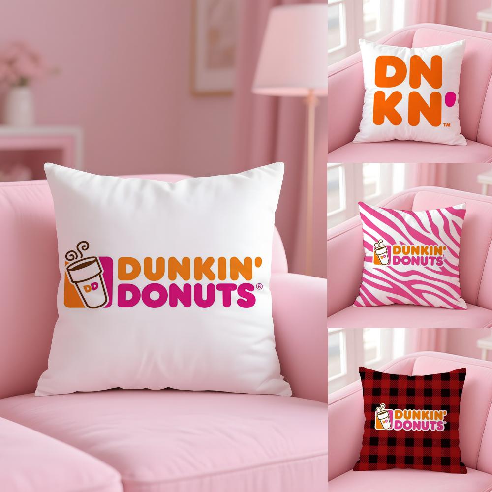 Essen Dunkin' Donuts Kissenbezug Plüschstoff Weich Doppelseitig Bedruckt Sofakissenbezug Farbecht Heimdeko Geschenk