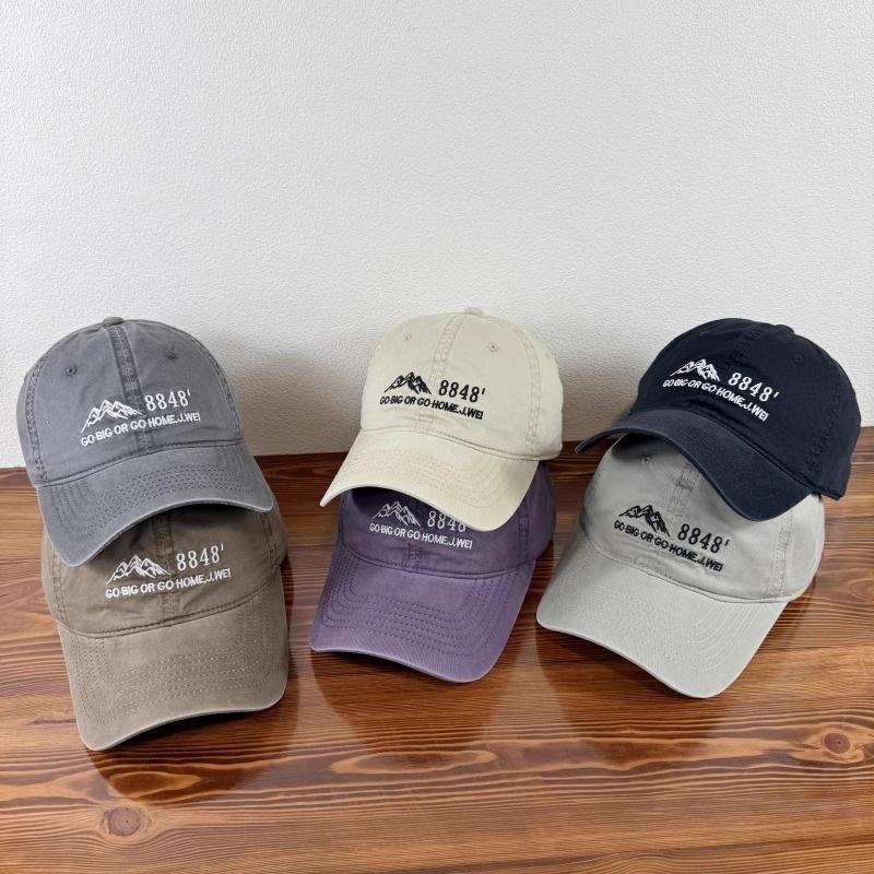 Show face retro small niche hat brim men's and women's soft top peaked cap korean hat curved cotton washed baseball