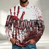 Men's Casual Loose Fit Long Sleeve Shirt with Halloween Print