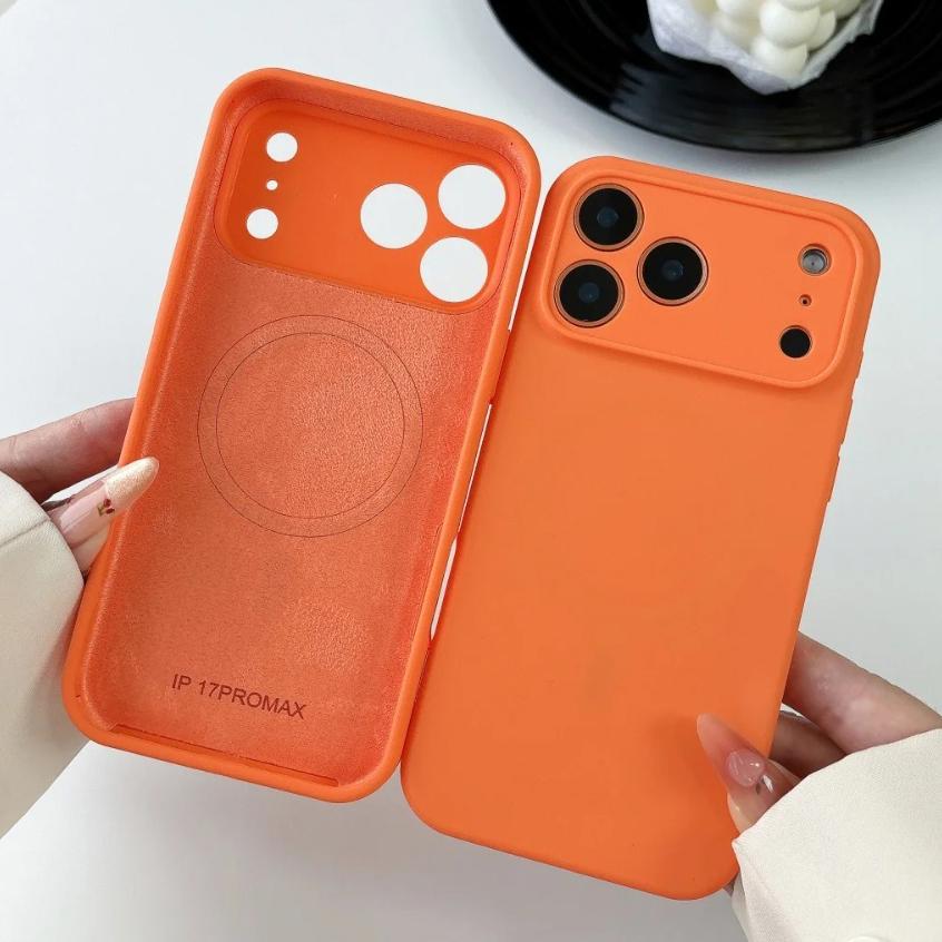 Luxury Liquid Silicone Phone Case For iPhone 17 16 15 14 13 12 Pro Max Plus Air For Magsafe Magnetic Camera Protection TPU Cover