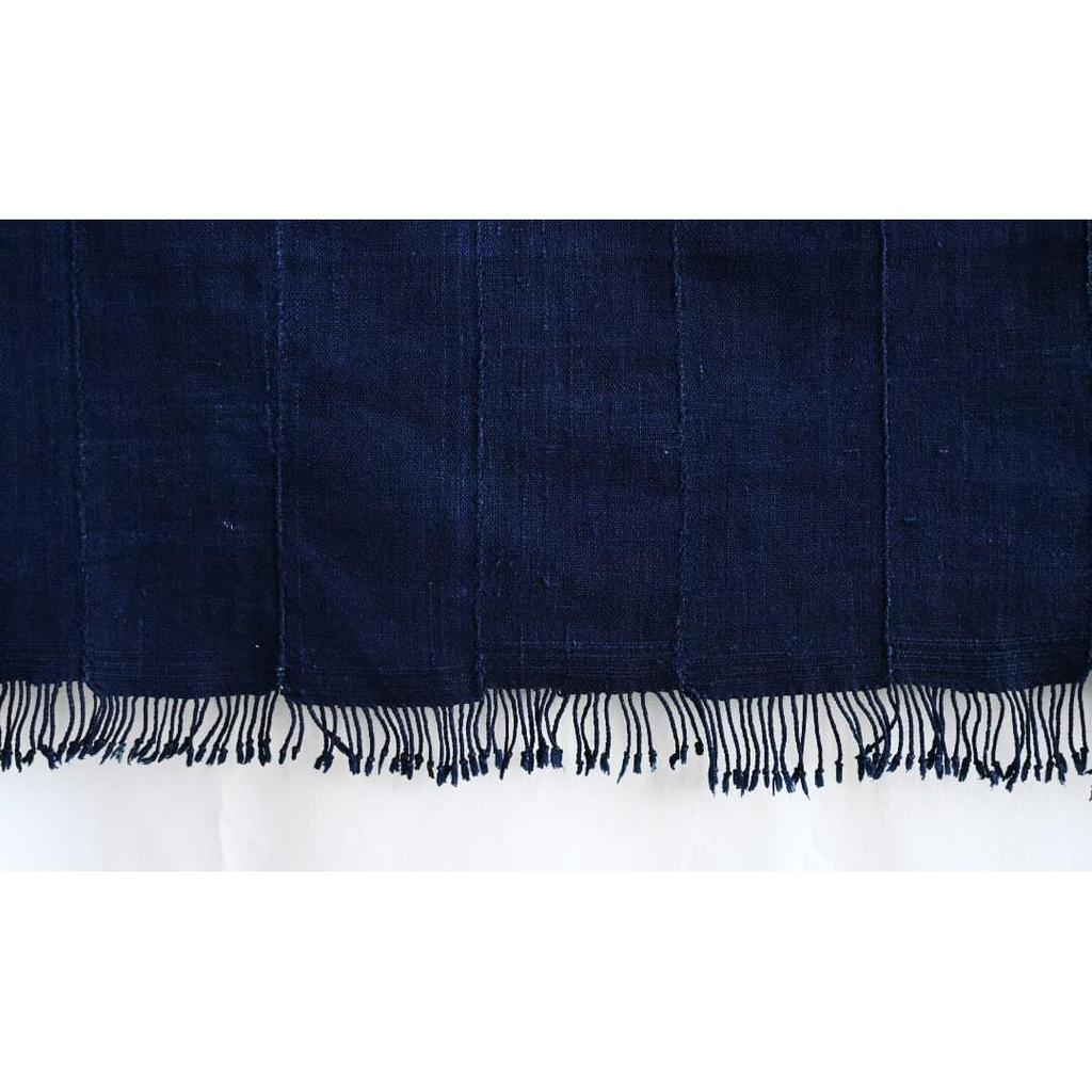 Used Africa Burkina Faso Mossi Tribe / Dark Indigo Large Cloth / Fringed Stole