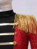 Girls Circus Dance Costume Ringmaster Dress Long Sleeve Shiny Sequins Tassel Jumpsuit
