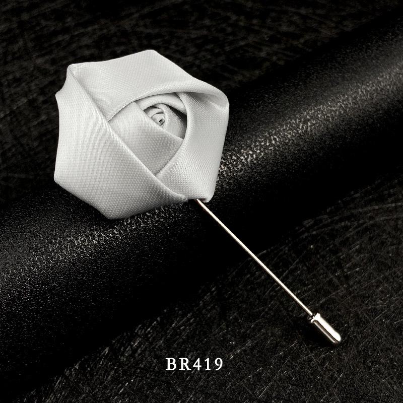 Handmade Multi-Color Rose Fabric Brooch Pin for Men's Suits - Korean Style Accessories