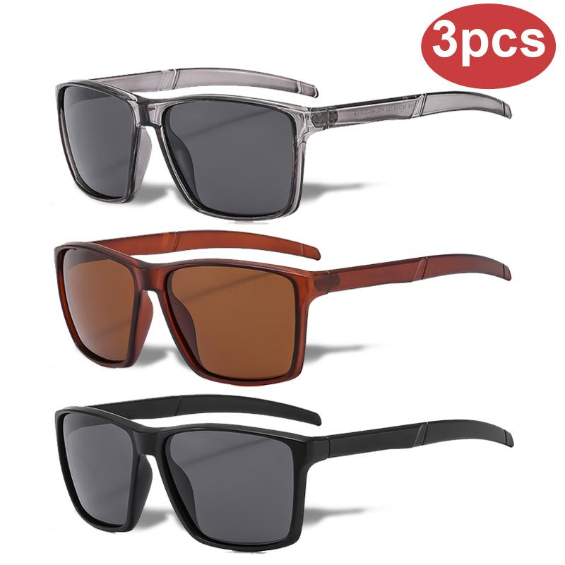 3 Stück Quadratische Polarisierte Sonnenbrillen Herren Damen Sonnenbrillen Männlich Weiblich Outdoor Sport Mode Radfahren Rechteckige Brillen