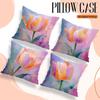 Home Decor Colorful Tulip Artistic Pattern Throw Pillow Pattern Cushion Cover Suitable For Sofa Bedroom Car Pillow Cover