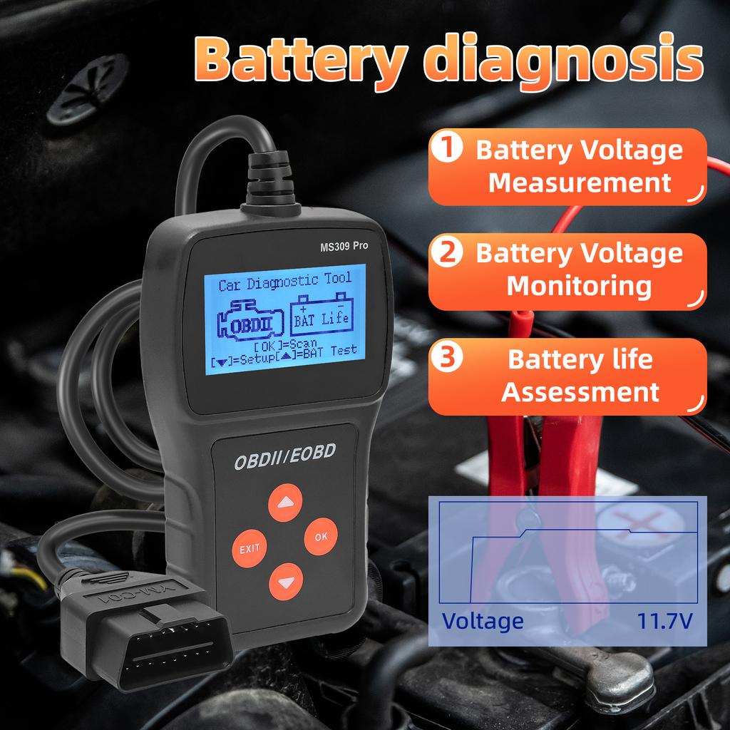 Car Battery Tester Car Battery Tool OBD2 Scanner Diagnostic Tool Code Reader Engine Fault Code Scanner Auto Accessories