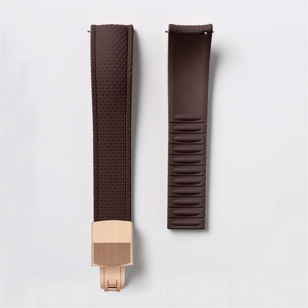 FKM Watch Band Fluoro Rubber Strap 18/19/20/21/22/24mm Quick Release Folding Clasp Cut To Size Replace Watch Bracelet for Men Women