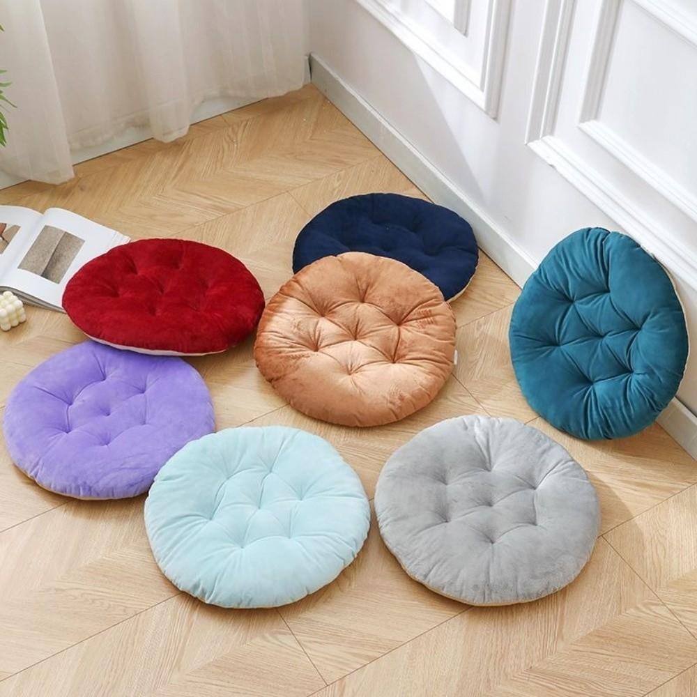 Durable Nap Pillow Round Pad Thicken Non-slip Chair Cushion Solid Color Round Cushion Winter