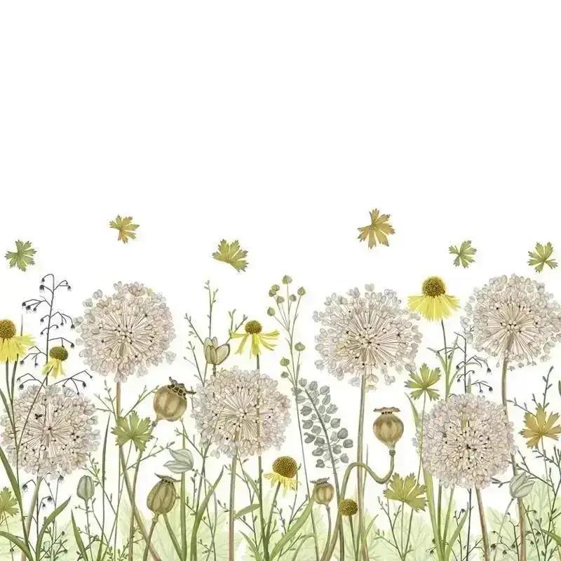 Retro Pastorale Kunst Löwenzahn Wandsticker Wohnzimmer Schlafzimmer Wiederherstellung Gartenkunst Pflanze Blume Selbstklebende Wanddekoration Papier