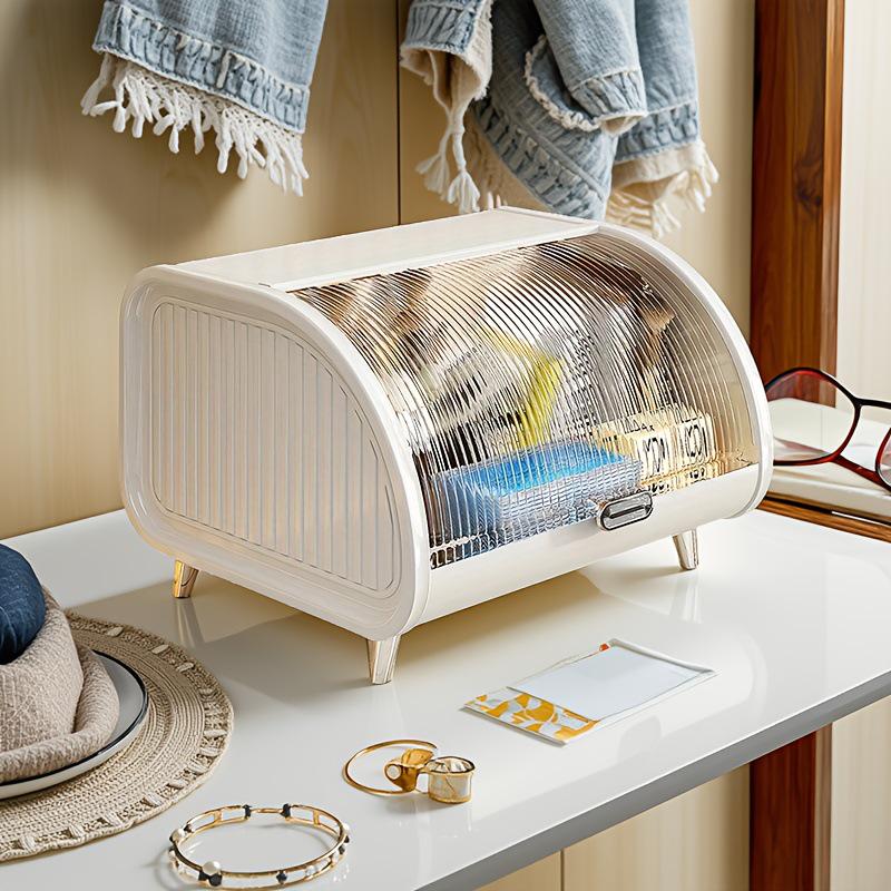 High-End Transparent Desktop Storage Box with Lid for Skincare and Cosmetics