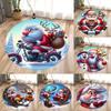 Christmas Santa Claus Round Carpet Living Room Bedroom Mat Festive Atmosphere Decorated Christmas Tree Home Rug Decoration