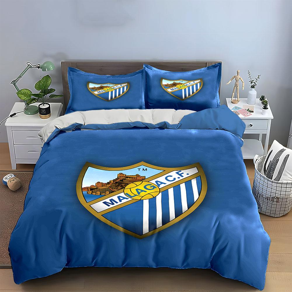 Malaga CF Logo Blau Bettwäsche-Set Bettwäsche Bettbezug-Set Bettbezug Kissenbezüge (1 * Bettbezug 2 * Kissenbezüge, ohne Bettdecke)