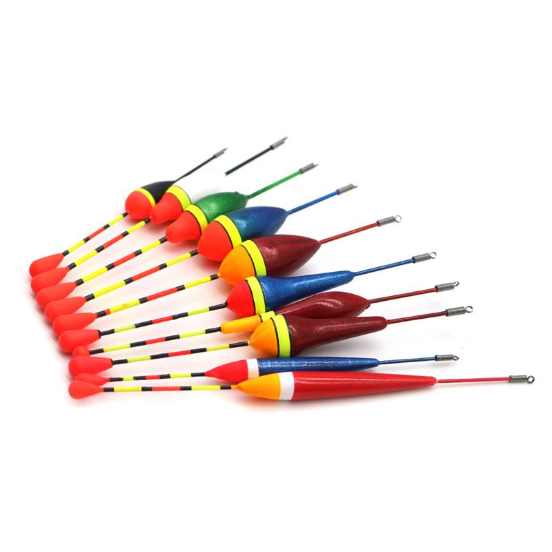 10Pcs/Lot Fishing Floats Set Buoy Bobber Fishing Stick Floats Fluctuate Mix Size Color Flotador For Fish Accessories