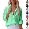 Women's Classic Long Sleeve Cotton Linen Button Blouse Lapel Shirt