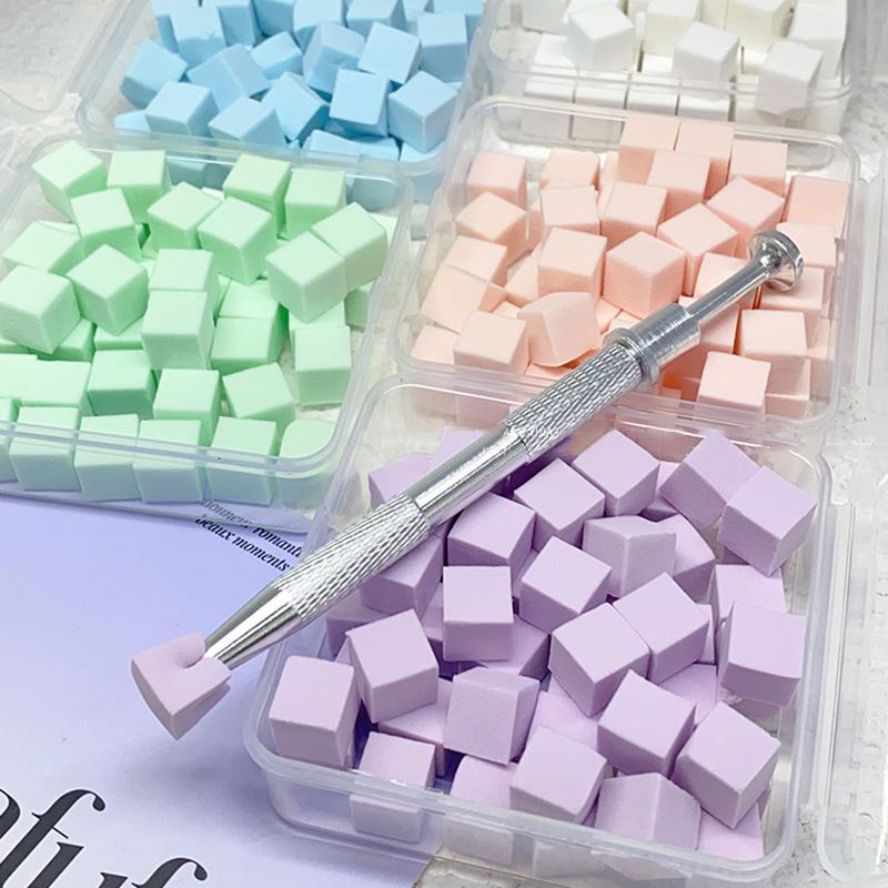 50 Pièces Mini Carré Éponge à Poudre Ongles Art Gel Vernis Outils Maquillage Cosmétique Bloc Tampon à Ongles Pour Accessoires de Manucure