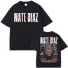 T-shirt Grafica Oversize a Doppia Faccia Nate Diaz Leggenda MMA Boxe Sportiva Nera Streetwear Unisex Uomo e Donna T-shirt
