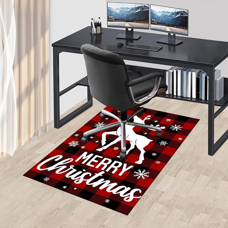 Christmas Deer Chair Mat - Anti-Slip Rug for Office, Home Decor, Living Room, Bedroom, Game Room & Dormitory Carpet - Anime Cartoon Design Holiday Gif